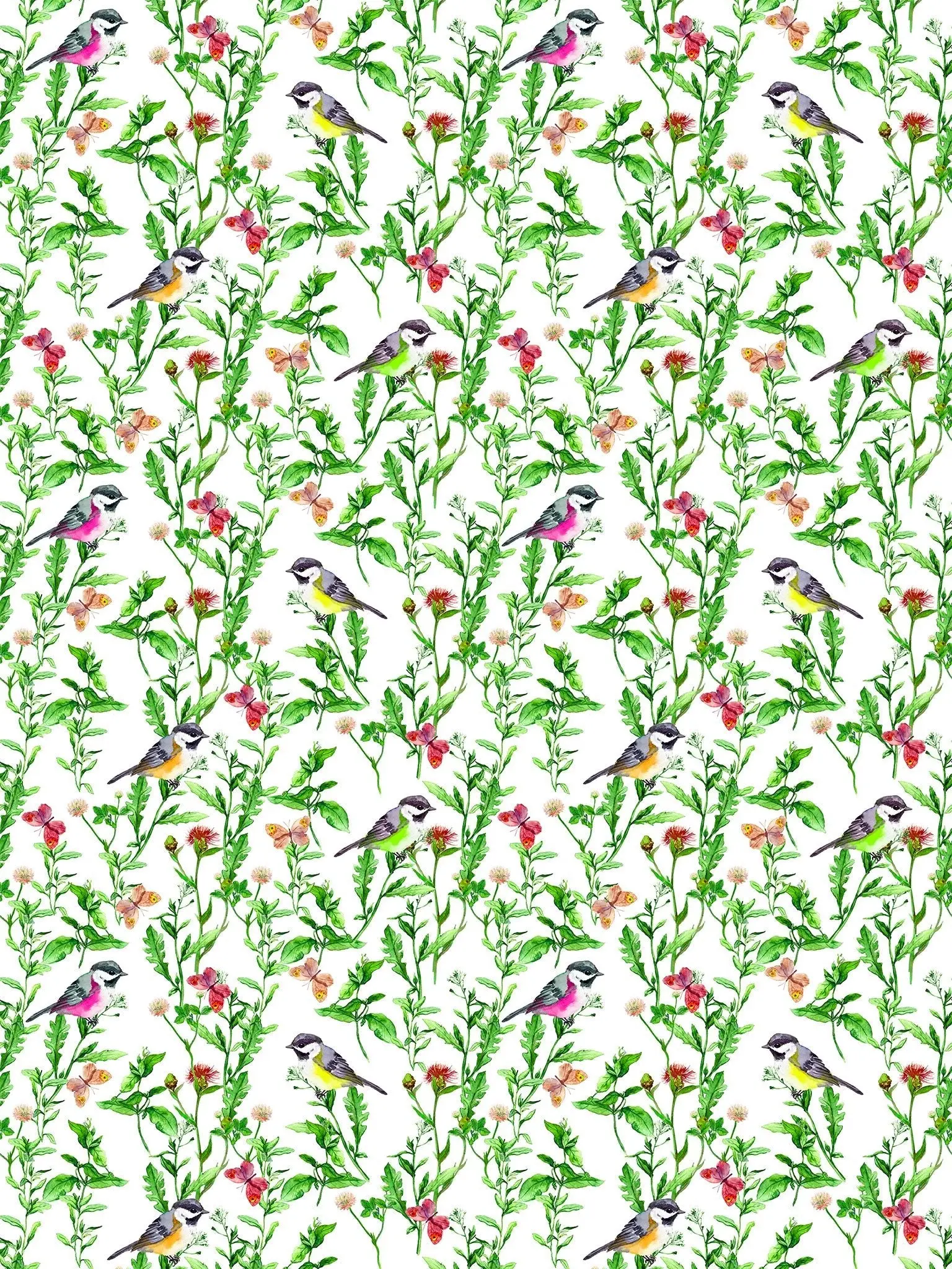 Aviary Original Grasscloth Printed Wallpaper
