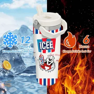 ICEE Shaker Vacuum Flasks 30oz Flip Straw Tumbler with Handle, Leakproof Vacuum Insulated Stainless Steel Travel Mug, BPA-Free Reusable Cup, Holiday Gift for Christmas, Birthday, Work, Gym & Daily Use