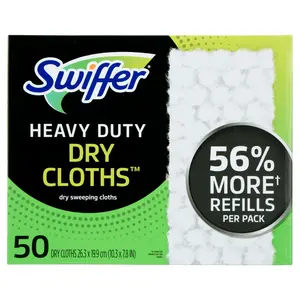 Swiffer Heavy Duty Dry Sweeping Cloths 50 Count 26.3 x 19.9 cm Refills for Enhanced Cleaning Performance