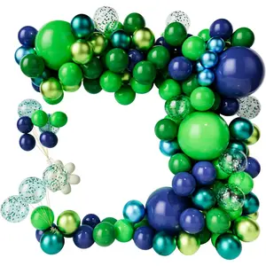 Green Dark Blue Balloon Garland Arch Kit, Dark Blue and Green Latex Balloons, Confetti Balloons for Wedding Birthday Festival Graduation Party Decorations