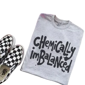 Chemically Imbalanced Bleached Shirt Comfy Unisex Jersey Top Casual Vintage Style Short Sleeve Crew Neck Medium Length
