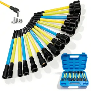 15PCS Magnetic Nut Driver Set for Impact Drill, 6 Inch Extra Long Nut Drivers with Sturdy Tool Box, SAE/Metric 1/4" Hex Shank Socket Set for Drill, Tool Sets for Men/Women to DIY and Repair Car