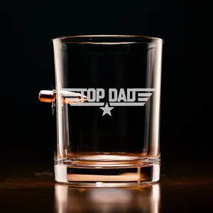 Top Dad Bullet Whiskey Glass, Father Day Gift for Him, Rock Glass Gifts for Dad