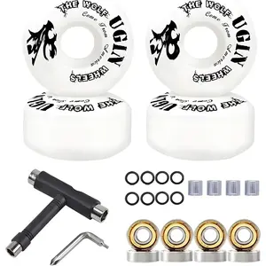 Skateboard Wheels 52mm 95A with Tool Set, Skateboard Bearings,Skateboard Tools Washers, Freestyle Skateboard Wheel Tips Street Skateboard