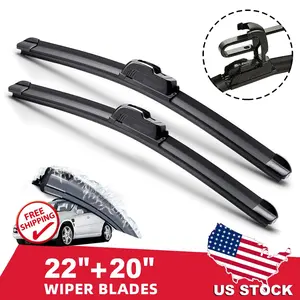 22" & 20" Front Windshield Wiper Blades J-HOOK Bracketless OEM Quality Jointles