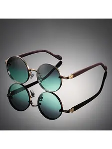 1 Piece Retro Small Frame Round Punk Minimalist Stylish Men's and Women's Glasses, Suitable As Birthday Gifts and Photography Props