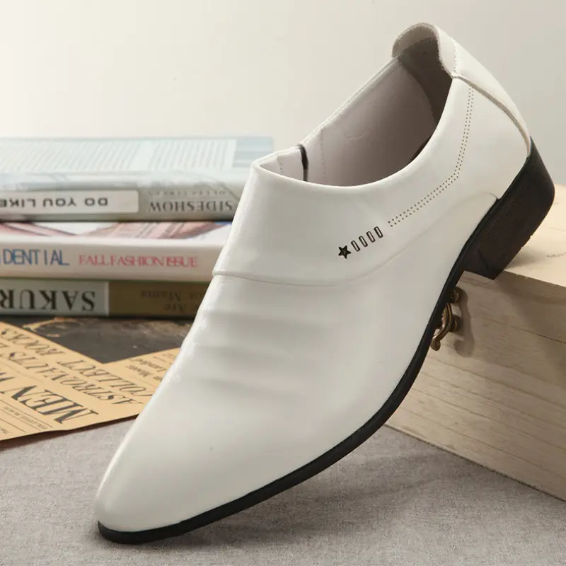 UYCEKK Men's British White  s - Low-Top Formal Wedding & Business Oxfords, Cushioned Insole & Rubber Sole, Korean Style for Photo Studio, Office, Events - Solid Color Casual Smart Shoes
