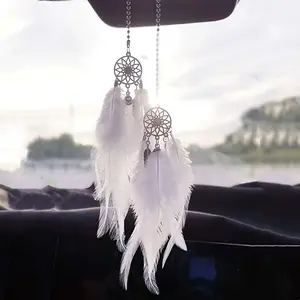 1pc Dream Network Feather Car Pendant, Minimalist Design for Rearview Mirror Decoration, Stylish Car Interior Accessory, Car Hanging Decoration, Car Accessories, Car Ornament