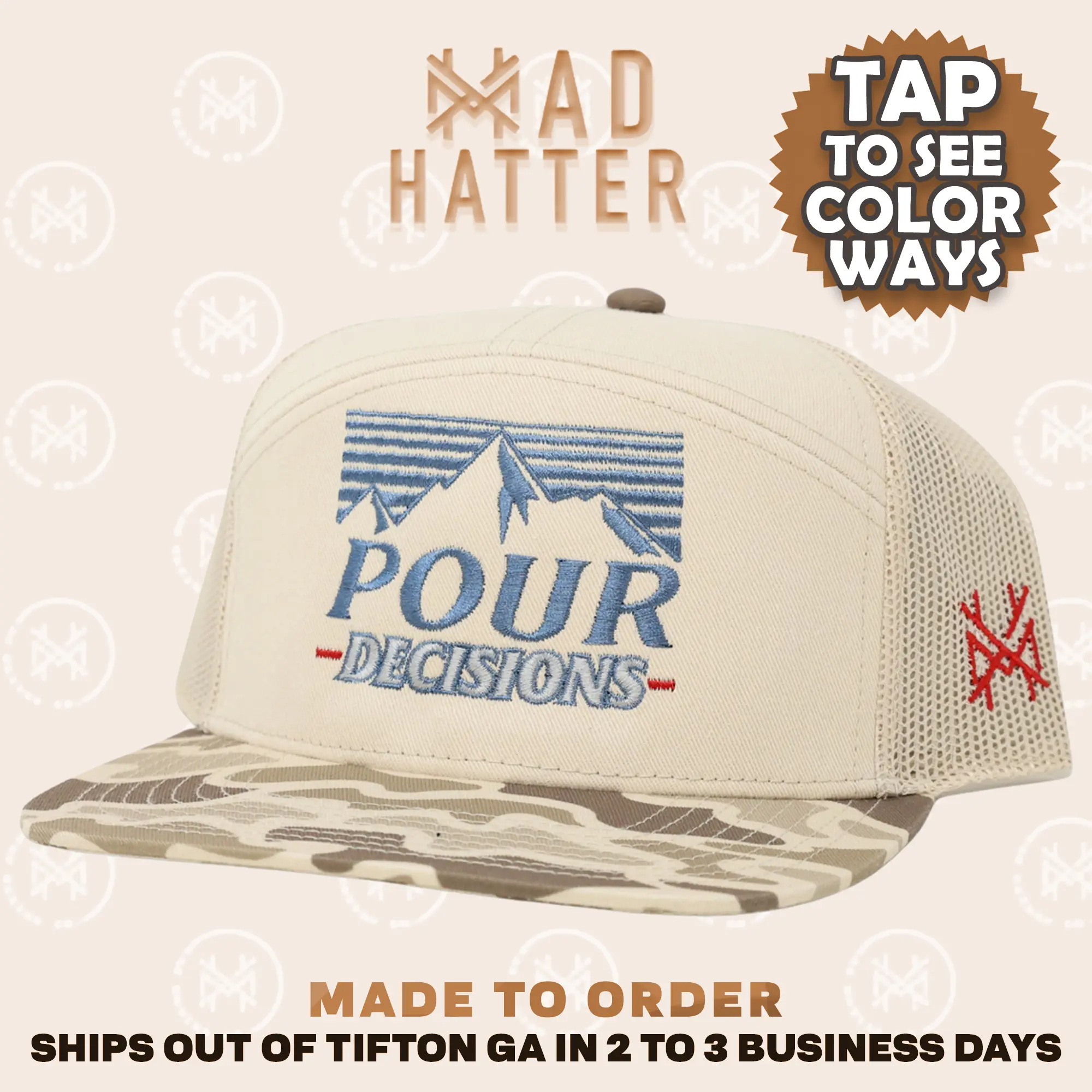 Pour Decisions Embroidered Trucker Hat Snapback Adjustable (Up To