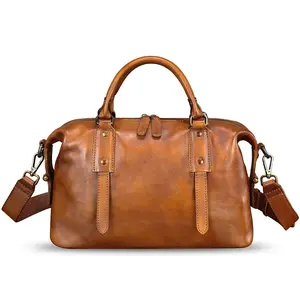 Genuine Leather Handbag for Women Top Handle Satchel Handmade Vintage Crossbody Handbags Retro Leather Purse