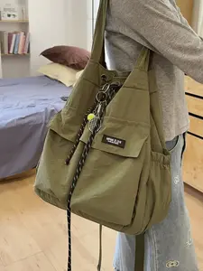1pc Stylish minimalist solid-color tote bag for daily commuting Spacious, durable, versatile design Essential large-capacity shoulder bag for women's school use Elegant commuter bag Trendy Commuting Bag