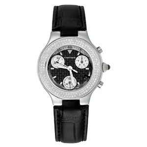 Cartier Must 21 Chronoscaph 30mm Stainless Steel Custom Diamond Black Dial WHT023975