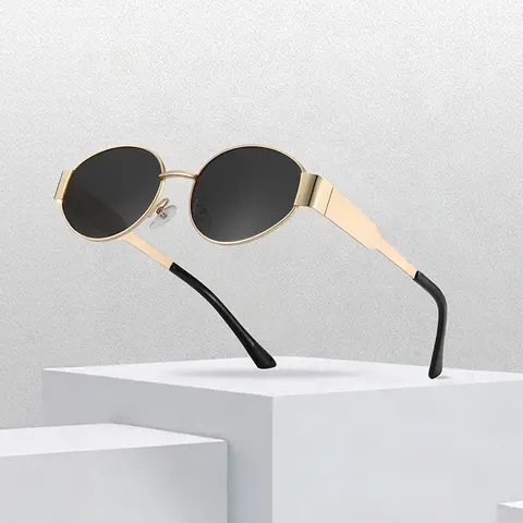 LUMENTRIBE Women's Retro Round Full Rim Metal Alloy Sunglasses - Unisex Internet Celebrity Small Polycarbonate Shades, Casual Stylish Glasses for Summer, Sunglasses for Women, Stylish Accessories, Eye Fashion, Chic Shade Finds