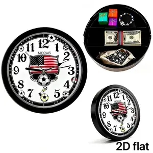 This World Cup commemorative wall-mounted clock and safe is a multi-functional hidden safe, a secure safe with a movable clock, featuring a football pattern design—the perfect gift for football fans.