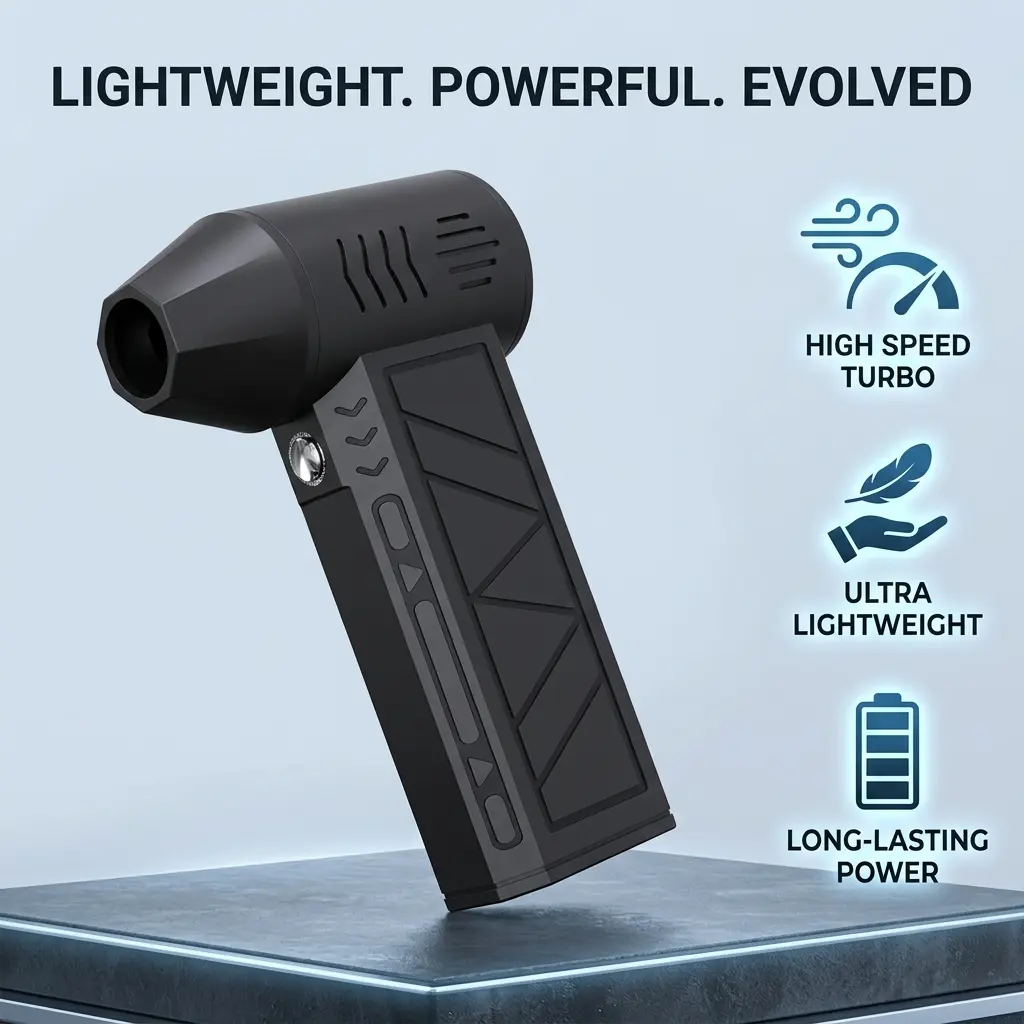 3-Piece Wireless Turbo Air Duster Set with TurbineFan, Lightweight Handheld Air Blower, PowerfulWind, Dual Energy Power, Outdoor Gadgets forHousehold & Vehicle Dust Removal