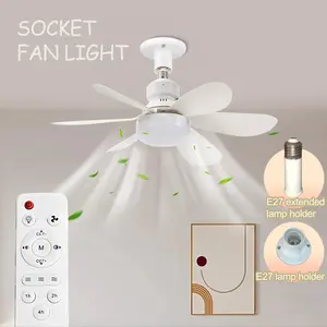 Plug-in ceiling fan light with remote control, pure copper DC motor, variable speed energy-saving silent operation, with adjustable brightness and timer function, home decorative light, ambient light, supports three-color light adjustment