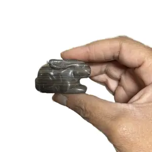 Mini Petrified Wood Rabbit Figurine - Healing Stone for Grounding Stability Transformation and Patience - Symbol of New Beginnings Fertility and Intuition Ornaments Decor