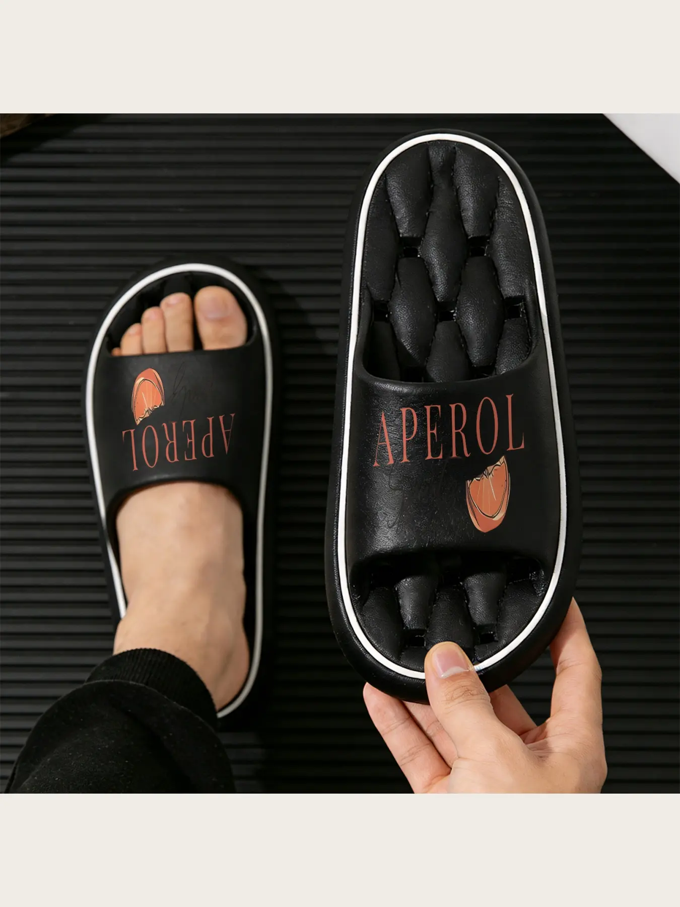 Aperol Spritz Print Slippers for Women Men Comfortable Indoor Home Non-slip Soft Sole Summer Beach Casual Footwear Lightweight Breathable House Shoes with Citrus Design Fashion Party Gift