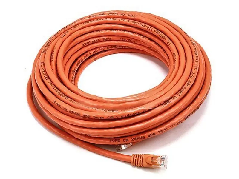 Monoprice 2388 50 ft. 24AWG Crossover Bare Copper Ethernet Network Cable, Orange