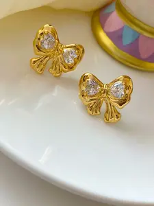 INS fashion delicate bow zircon stud earrings, high-end sense, light luxury, personalized and elegant women's earrings