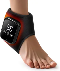 Cordless Foot and Ankle Massager with Heat, Ankle Heating Pad Wrap with Massage, Ankle Massager for Pain Relief, 3 Heat & Vibration Settings, Auto Shut-Off – Ideal for Home, Office, Travel