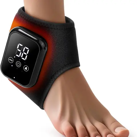 Cordless Foot & Ankle Massager for Adults - Circulation Boost Relaxation Aid, Heating Pad, Battery Powered, 3 Heat & Vibration Settings, Auto Shut-Off, Secure Brace-Style Wrap, Personal Care Appliance, Ideal for Home, Travel, Fathers Day Gift