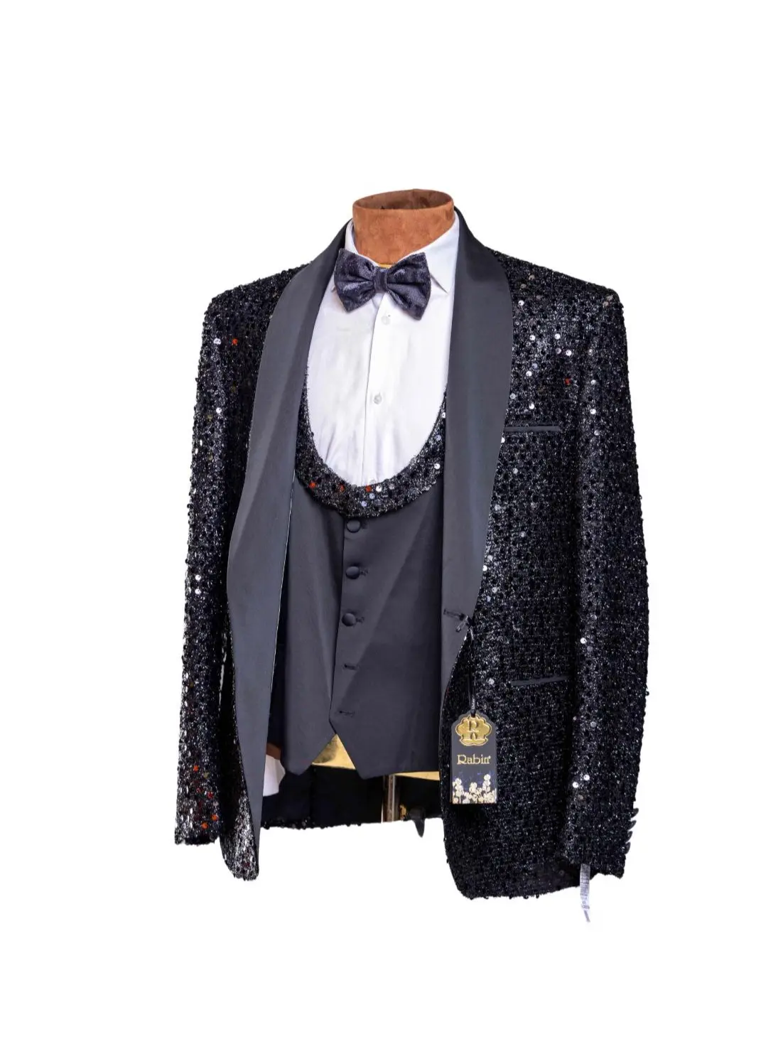 Rabin Men’s 3pc Slim Fit All Sequin Blazer Suit Set
