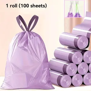 [Purple Garbage Bags] Portable Drawstring Garbage Bags | for Home Use, Party Purple Durable Trash Bag