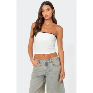 Edikted Women's Built in Bra Waffle Tube Top