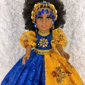 Muñeca espiritual de 18” con tendencia a las dos aguas Yemaya y Oshun religión Yoruba