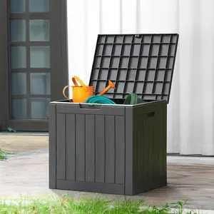 Outdoor Storage Box, 31 Gallon Deck Box Indoor and Outdoor Use, Waterproof Resin Storage Bin for Package Delivery, Patio Cushions, Gardening Tools, Lockable, UV Resistant