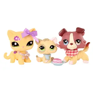 3 lot Mini Pet Toys Kitten #1074 Shorthair Cat #1962 Collie #1262,Cartoon Animal Figurines Easter Gift for Kids