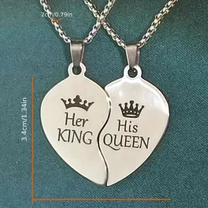 Couple Confession Love Necklace with Message and Romantic Gift Idea Stainless Steel Letter Heart Jewelry Initial Moissanite Chain Necklace for Men