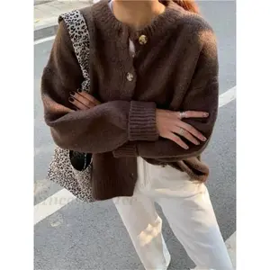Women's Vintage Casual Commuter Loose Knit Cardigan, Fall & Winter Street Style, Old Money Women's New Year Christmas Design