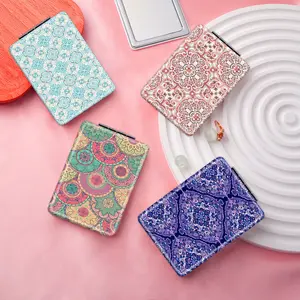 Moroccan Style Geometric Flower Pattern Portable Folding Long Mirror, Mini Handheld Makeup Mirror, Ideal for Daily Use, Holidays, Birthdays
