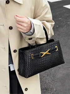 Stylish, niche, and woven textured versatile handbag, Handheld bag, Classic and elegant tote bag, suitable for shoulder or crossbody wear with a touch of French sophistication. Magnetic closure. Perfect for dates, work, commuting, shopp