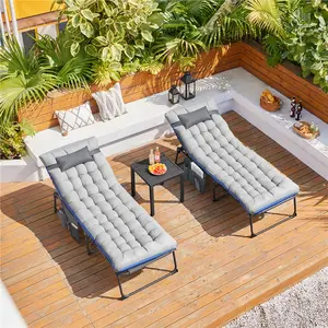 Yaheetech Outdoor Folding Tanning Chair, Portable Tanning Lounger with Removable Padded Cushion and Face Hole, 5-Position Adjustable Chaise Lounge Chairs, for Patio, Beach, Lawn