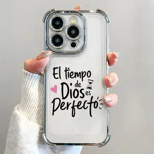 Bible Verse Pattern Phone Case , Electroplated Cover with Airbag Shockproof Slim Soft TPU Cover for iPhone X 11 12 13 14 15 16 17 Pro Max Plus Air Religious Faith