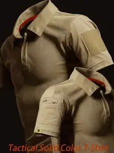 Classic solid-color men's short-sleeve shirt; quick-drying summer short-sleeve polo shirt; comfortable and breathable; features a classic collar and minimalist color scheme; suitable for a variety of activities, including sports, leisure, fishing,cycling