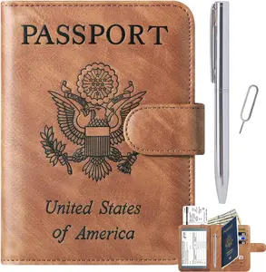 Passport Holder Cover Wallet Travel Essentials Leather Travel Wallet Rfid Blocking Case Vacation Travel Must Haves  Accessories