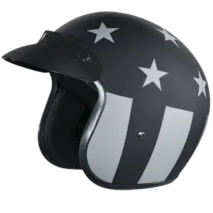 DOT Approved Daytona Cruiser Open Face Motorcycle Helmet - Men, Women & Youth - With Visor & Graphics - W/ Captain America Stealth