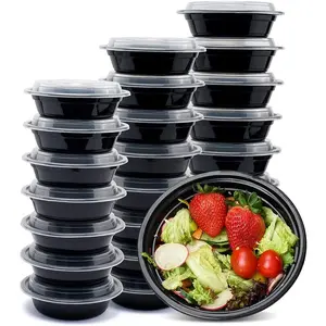 Glotoch - Contenedor de comida preparado para comidas, 50 unidades, desechables con tapas, recipientes duraderos para llevar, para llevar, ensalada, apto para microondas, sin BPA, apilable, 16 onzas