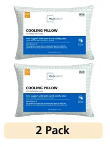 Cooling Bed Pillows 2 Pack, Standard Queen Size, Dual-Sided Cool-to-Touch and Moisture-Wicking, Hypoallergenic Polyester Fill, Antimicrobial White Pillows
