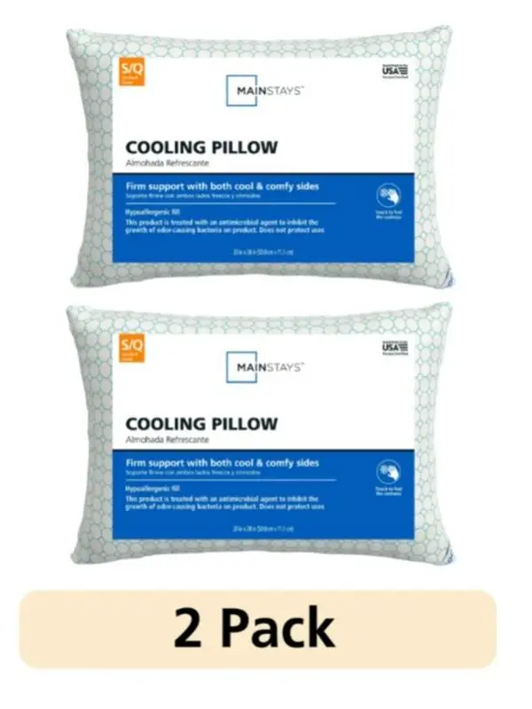 2-Pack Cooling Bed Pillows for Sleeping, Standard Queen Size, Dual-Sided Cool-to-Touch, Moisture-Wicking, Hypoallergenic Polyester Fill, Antimicrobial White Pillows