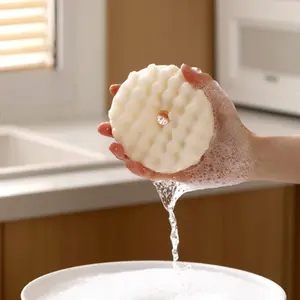 3D Honeycomb Dishwashing Sponge Set - Polyurethane Double-Sided Scouring Pads for Kitchen Cleaning with Suction Cup - 1 Set