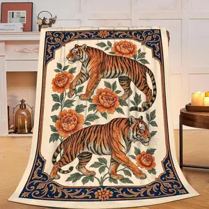 Tiger Blanket Super Soft Warm Fluffy Flannel Asian Oriental Animal Throw Blanket Cozy Fuzzy Plush Stuff Bedding Blankets Gifts for Women Kids Boys Girls Adults