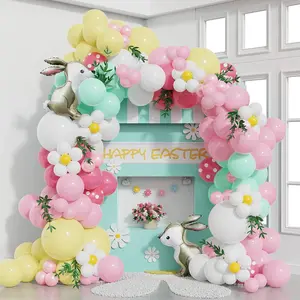 Easter Balloon Garland Set, 127 Pieces Easter Party Supplies Spring Birthday Decorations with Large Rabbit Foil Balloons