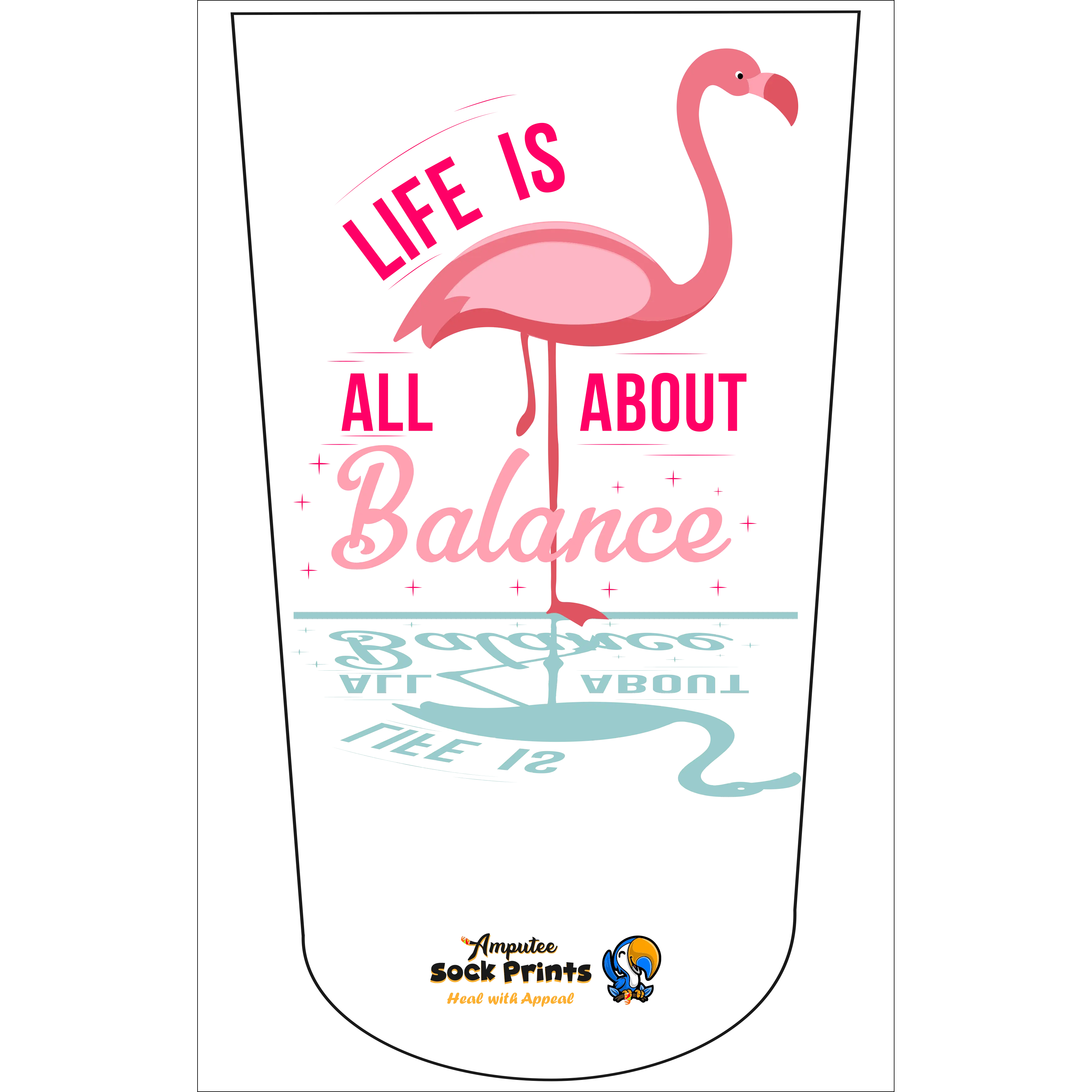 Amputee Sock "Flamingo Lifes About Balance", Prosthetic Limb Sock, 3ply Stump Sock