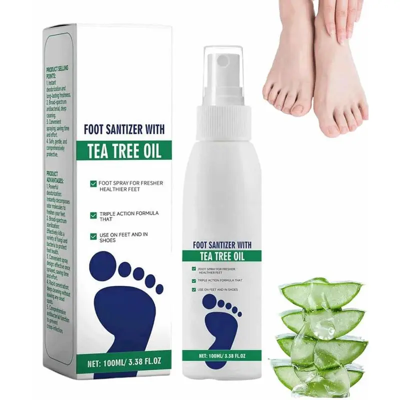 Tea Tree Oil Foot Spray - Plantar Moisturizing Deodorant for Odor Control & Dry Feet Care, Natural Foot Sanitizer with Antifungal Properties,Ximonth Clear Foot Sanitizer Spray,for Foot & Shoe Freshness Foot Care Product Moisturizer