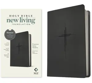 NLT Premium Value Thinline Holy Bible - Filament Enabled, LeatherLike Cover, Trinity Cross Black Design to Enhance Your Devotional Experience